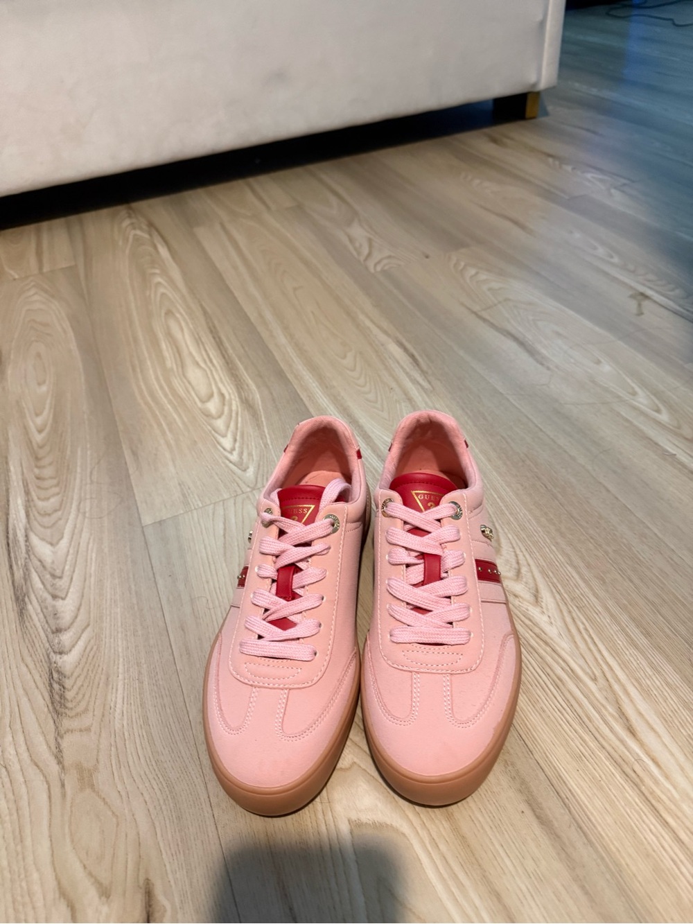 Guess Pink Low-Top Sneakers with Red Accent